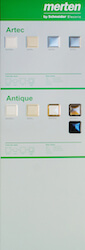 Стенд Merten. Образцы товаров Antic и Antique.