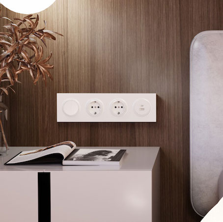 Donel D16, розетки и выключатель, цвет: матовый белый