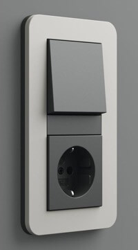 Gira, серия E3, Цвет: Серый матовый, Блок розетка и выключатель