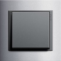 Gira Event. Цвет рамки: Алюминий; Цвет вставки и клавиши: Антрацит