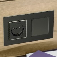 ABB Niessen, серия SKY, Цвет: Черный бархат, Блок розетка и выключатель