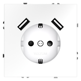 Электрическая розетка с зарядкой USB A+A, 3.2А
S70,  USB type-A 5V,  Электр. с USB,  двойная,   цвет - белый матовый,  пластмасса,  VLS040402,  Voltum
 - PULSAL.RU