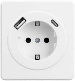 Розетка USB type-A+C, 3.0А с электрической розеткой
Miele Round,  USB type-C 5V,  USB type-A 5V,  двойная,   цвет - перламутр,  пластмасса,  KR-78-0704-1,  Kranz
 - PULSAL.RU