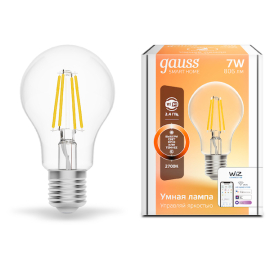 Лампа Gauss Smart Home Filament А60 7W 806lm 2700К E27 диммируемая LED 1/10/40
филаментная
Smart Light,   цоколь - E27,   мощность - 7Вт,   световой поток - 806Лм,   цветовая температура - 2700К,  диммируется,  1200112,  Gauss - PULSAL.RU