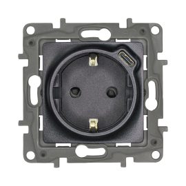 Электрическая розетка с USB type-C, 1,5A, 7,5Вт
Etika,  USB type-C 5V,  Электр. с USB,  одинарная,   цвет - антрацит,  пластмасса,  672688,  6 726 88,  Legrand
 - PULSAL.RU