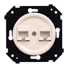 Розетка компьютерная RJ45 Cat.5 (UTP)
Шедель Бриз,  двойная,   цвет - песочное золото матовый,  пластмасса,  B3-302-24M,  Bironi
 - PULSAL.RU