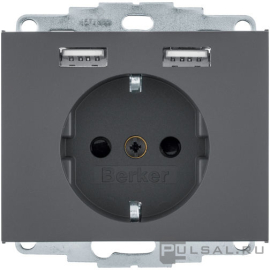 Розетка USB A+A, 2.4А с электрической розеткой
K.1,  USB type-A 5V,  Электр. с USB,  двойная,   цвет - антрацит матовый,  пластмасса,  48037006,  4803 70 06,  Berker
 - PULSAL.RU