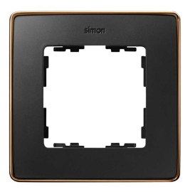 Рамка
Simon 82 Detail,  1 пост,   цвет - черный матовый,  медь,  вертикальная,  горизонтальная,  металл,  пластмасса,  8201610-391,  Simon
 - PULSAL.RU