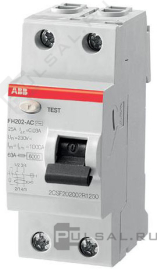 Выключатель дифференциального тока 2-модульный FH200, 2 полюса, 63А,  тип - AC, 300 мАFH202 AC-63/0,3, ABB - PULSAL.RU