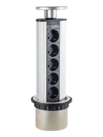 Телеблок на 5 механизмов 
для столов и мебели,  5 постов,  5+5 модулей,   цвет - алюминий,  металл,  IP 54,  70305 LUK,  70305,  Экопласт
 - PULSAL.RU