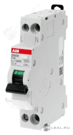 Автоматический выключатель дифференциального тока DSN201 C6 AC30 DSN201, 1+N полюс, 6А, C, 6 кА,  тип - AC, 30 мА, DSN201 C6 AC30, ABB - PULSAL.RU