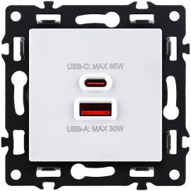 Розетка USB type-C + type-A, 3.0А 65Вт
Asthetik,  USB type-C 5V,  USB type-A 5V,  двойная,   цвет - белый,  пластмасса,  AS-024WH,  Kollinger
 - PULSAL.RU
