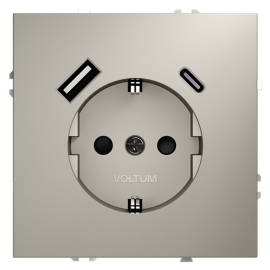 Электрическая розетка с зарядкой USB A+C, 3.2А
S70,  USB type-C 5V,  USB type-A 5V,  Электр. с USB,  двойная,   цвет - кашемир,  пластмасса,  VLS040503,  Voltum
 - PULSAL.RU