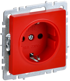 Розетка
BRITE,  со шторками,  с заземлением,  одинарная,  винтовые клеммы,   цвет - красный,  пластмасса,  BR-R14-16-K04,  IEK
 - PULSAL.RU