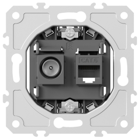 Механизм розетки TV c RJ45 cat6
A07 NATURAL,  A07,  A07 WAVE,  S08,  телевизионная (TV),  одинарная,  DB36200,  Donel
 - PULSAL.RU