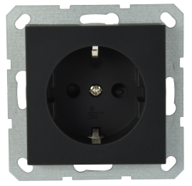 Розетка
R1,  R2,  R3,  со шторками,  с заземлением,  одинарная,  винтовые клеммы,   цвет - черный матовый,  пластмасса,  85501PB,  Wedder
 - PULSAL.RU