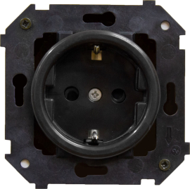 Розетка
Шедель,  без шторок,  с заземлением,  одинарная,  винтовые клеммы,   цвет - черный,  пластмасса,  B3-101-23,  Bironi
 - PULSAL.RU