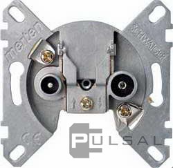 Розетка проходная
M-Smart,  M-Plan,  M-Elegance,  M-Pure,  M-Pure Decor,  Antique,  Artec,  D-Life,  телевизионная (TV),  спутниковая (SAT),  двойная,  MTN466098,  MEG466098,  Merten
 - PULSAL.RU