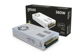 Блок питания
Gauss,  не диммируется,   выходная мощность - 360Вт,   выходное напряжение max - 24В,   корпус  - стандартный