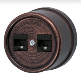 Розетка компьютерная RJ45 Cat.5 (UTP)
Лизетта,  двойная,   цвет - медный век,  пластмасса,  B1-302-16,  Bironi
 - PULSAL.RU