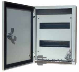 Щит 400х300х120, ЩРН-24-IP54, с замком, ЩРН, навесной, IP 54,  модулей - 24, металл,  цвет - серый, 30251DEK, Dekraft - PULSAL.RU