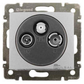 Розетка одиночная 
Valena,  телевизионная (TV),  спутниковая (SAT),  радио (R),  тройная,   цвет - алюминий,  пластмасса,  770135,  7 701 35,  Legrand
 - PULSAL.RU