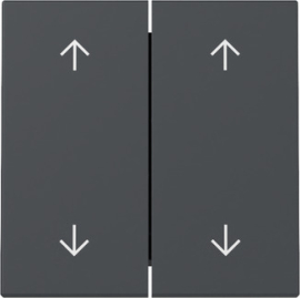 Клавиша двойная со стрелками вверх-вниз (для двух приводов штор) (новое поколение)
Studio,  Standard 55,  E2,  E3,  Event,  Esprit,  без фиксации,  без подсветки,   цвет - антрацит,  пластмасса,  329728,  3297 28,  Gira
 - PULSAL.RU