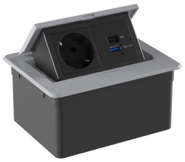 Выдвижной розеточный блок
Лючки DDSB,  для столов и мебели,  2 поста,  4 модуля,   цвет - алюминий,  металл,  IP 40,  DDSB4RAL,  Donel
 - PULSAL.RU