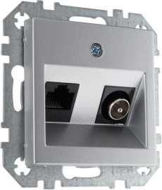 Розетка одиночная TV+RJ45
BAROCCO,  CLASSIC,  телевизионная (TV),  одинарная,   цвет - алюминий,  пластмасса,  1012201082 LAVERO,  1012201082,  LAVERO
 - PULSAL.RU