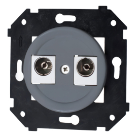 Розетка оконечная
Шедель Бриз,  телевизионная (TV),  двойная,   цвет - титан матовый,  пластмасса,  B3-306-26M,  Bironi
 - PULSAL.RU