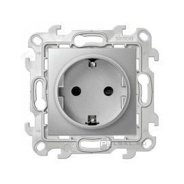 Розетка
Simon 24 Harmonie,  без шторок,  с заземлением,  одинарная,  безвинтовые клеммы,   цвет - алюминий,  пластмасса,  2450434-033,  Simon
 - PULSAL.RU