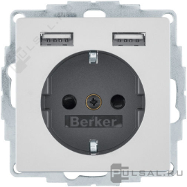Розетка USB A+A, 2.4А с электрической розеткой
Q.1,  Q.3,  Q.7,  USB type-A 5V,  Электр. с USB,  двойная,   цвет - алюминий бархат,  пластмасса,  48036084,  4803 60 84,  Berker
 - PULSAL.RU