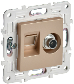 Розетка одиночная TV+RJ45
Skandy,  телевизионная (TV),  одинарная,   цвет - песчаный,  пластмасса,  SK-AK20-1-K98,  IEK
 - PULSAL.RU