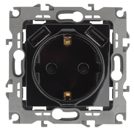 Розетка USB type-A, 3.0А с электрической розеткой
Эра 12,  USB type-A 5V,  двойная,   цвет - черный,  пластмасса,  Б0047845,  12-4109-06,  ЭРА
 - PULSAL.RU