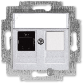 Розетка компьютерная RJ45 Cat.5e + заглушка
Levit,  одинарная,  двойная,   цвет - серебро / дымчатый чёрный,  пластмасса,  5014H-A51017 70W,  2CHH295117A6070,  ABB
 - PULSAL.RU