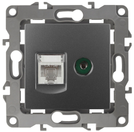 Розетка одиночная TV+RJ45
Эра 12,  телевизионная (TV),  одинарная,   цвет - графит,  пластмасса,  Б0027447,  12-3110-12,  ЭРА
 - PULSAL.RU