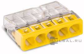 Клемма компактная для медных проводников 0,5-2,5 мм2 на 5 проводников
WAGO,   серия - 2273
- PULSAL.RU