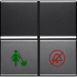 Выключатель "Не беспокоить/Уборка номера"
Zenit,  одноклавишный,  без подсветки,   цвет - антрацит,  пластмасса,  N2244.5 AN,  2CLA224450N1801,  ABB
 - PULSAL.RU