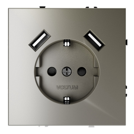 Электрическая розетка с зарядкой USB A+A, 3.2А
S70,  USB type-A 5V,  Электр. с USB,  двойная,   цвет - шелк,  пластмасса,  VLS040404,  Voltum
 - PULSAL.RU