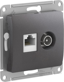 Розетка одиночная TV+RJ45
Glossa,  телевизионная (TV),  одинарная,   цвет - графит,  пластмасса,  GSL001389,  Schneider Electric
 - PULSAL.RU