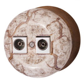 Розетка оконечная
Фаберже,  телевизионная (TV),  двойная,   цвет - мрамор,  фарфор / керамика,  B2-306-090/18,  Bironi
 - PULSAL.RU