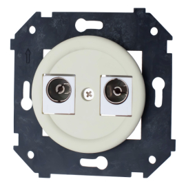 Розетка оконечная
Шедель Бриз,  телевизионная (TV),  двойная,   цвет - слоновая кость матовый,  пластмасса,  B3-306-211M,  Bironi
 - PULSAL.RU