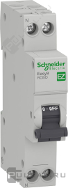 Автомат дифференциального тока Easy 9, 1+N полюс, 6А, C, 4,5 кА,  тип - AC, 30 мА, EZ9D33606, Schneider Electric - PULSAL.RU
