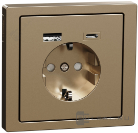 Розетка USB A+C, 2.4А с электрической розеткой
D-Life,  USB type-C 5V,  USB type-A 5V,  Электр. с USB,  двойная,   цвет - шампань,  металл,  MTN2367-6051,  MEG2367-6051,  Merten
 - PULSAL.RU