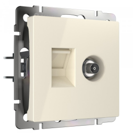 Розетка TV+RJ45
Alumax,  Split,  Slab,  Senso,  Baguette,  Acrylic,  Platinum,  Elite,  Snabb,  Stream,  Flock,  Stark,  Fiore,  Favorit,  Diamant,  Aluminium,  Antik,  Metallic,  телевизионная (TV),  одинарная,   цвет - слоновая кость,  пластмасса,  W1181303,  a056110,  Werkel
 - PULSAL.RU