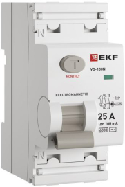 Выключатель дифференциального тока ВД-100N  PROxima, 2 полюса, 25А,  тип - AC, 100 мАE1026M25100, EKF - PULSAL.RU