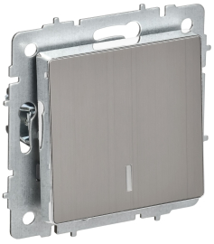 Переключатель BRITE, одноклавишный, с подсветкой, цвет - никель