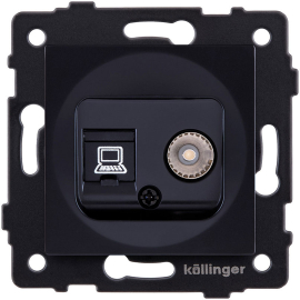 Розетка одиночная TV (тип"мама") + RJ45 
Aspekt,  Eleganz,  Reflex,  телевизионная (TV),  одинарная,   цвет - черный,  пластмасса,  REA-012BK,  Kollinger
 - PULSAL.RU