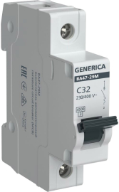 Автоматический выключатель ВА47-29 Generica, 1 полюс, 32А, C, 4,5 кА, MVA21-1-032-C-G, IEK - PULSAL.RU
