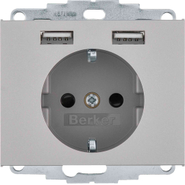 Розетка USB A+A, 2.4А с электрической розеткой
K.5,  USB type-A 5V,  Электр. с USB,  двойная,   цвет - нержавеющая сталь,  металл,  48037004,  4803 70 04,  Berker
 - PULSAL.RU